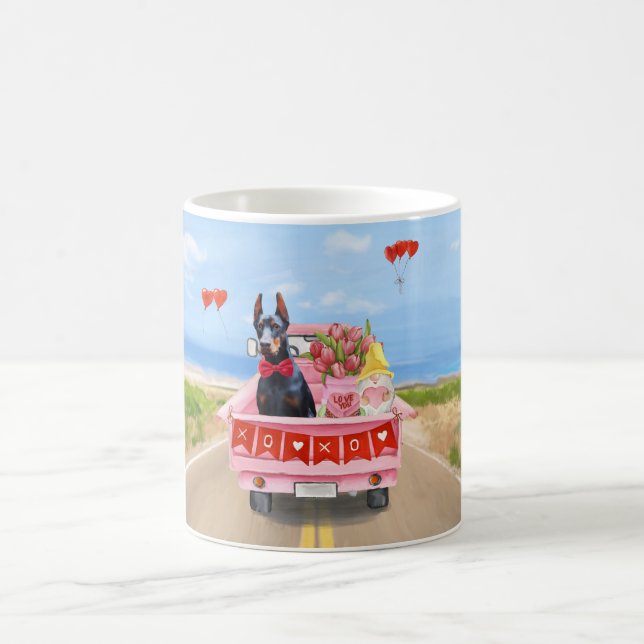 Doberman Dog Valentine's Day Lkw Herz Kaffeetasse (Mittel)