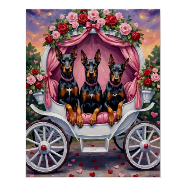 Doberman Dog Valentine's Day  Poster (Vorderseite)