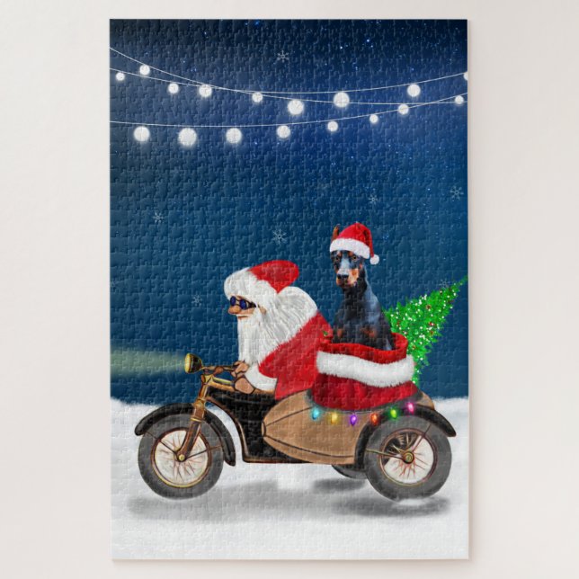 Doberman Dog Weihnachtsmann Puzzle (Vertikal)