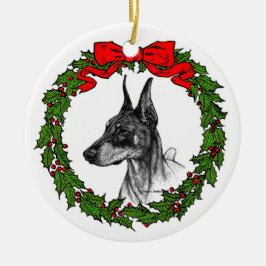 Doberman Dog Zeichnend von Glenda S. Harlan Keramik Ornament