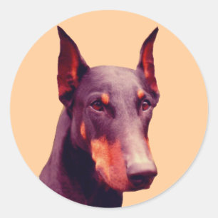 Doberman Face Dog Runder Aufkleber