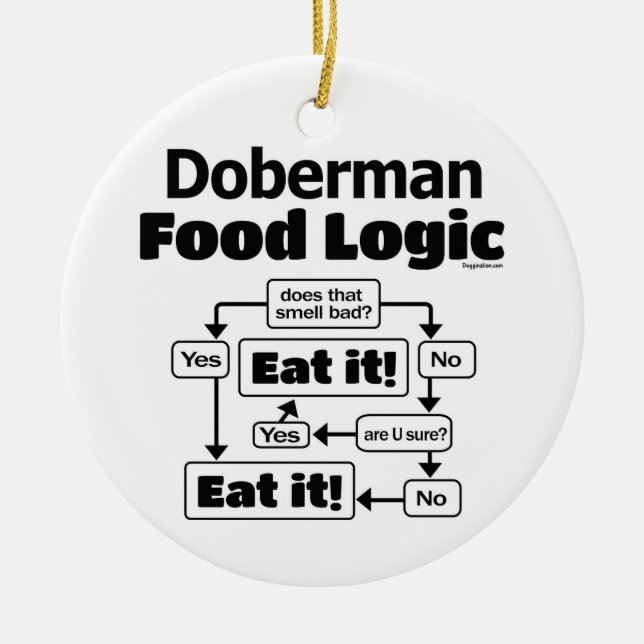 Doberman Food Logic Keramik Ornament (Vorne)