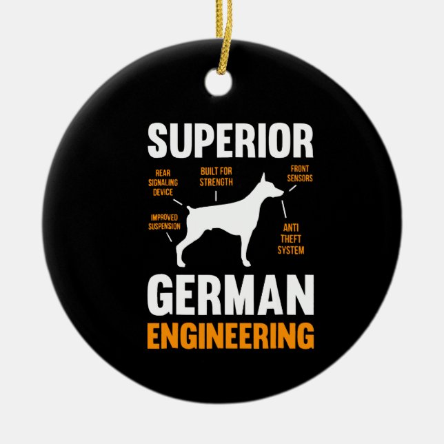 Doberman Gift | Deutsch-Französisch Keramik Ornament (Vorne)