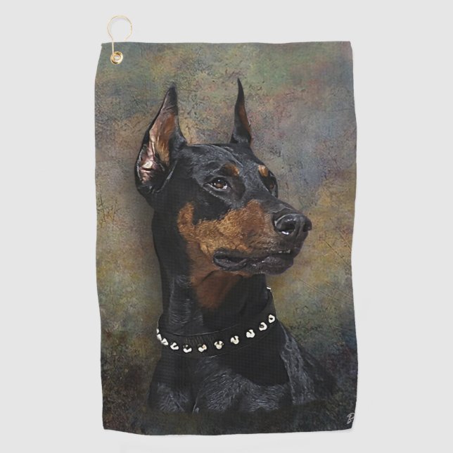 Doberman Golfhandtuch (Vorderseite)