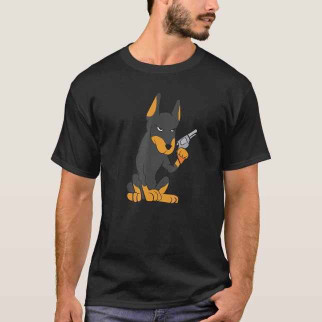 Doberman Gun Revolver T-Shirt (Vorderseite)