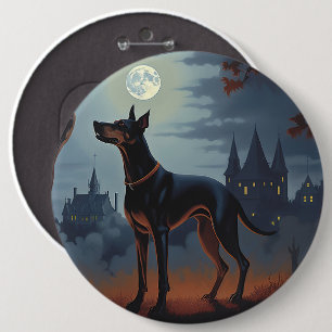 Doberman Halloween Beängstigend Button