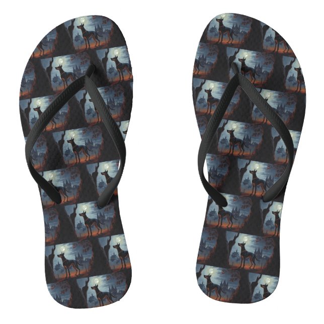 Doberman Halloween Beängstigend Flip Flops (Fußbett)