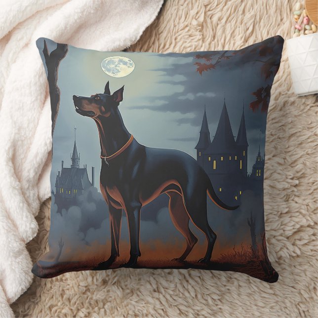Doberman Halloween Beängstigend Kissen (Decke)