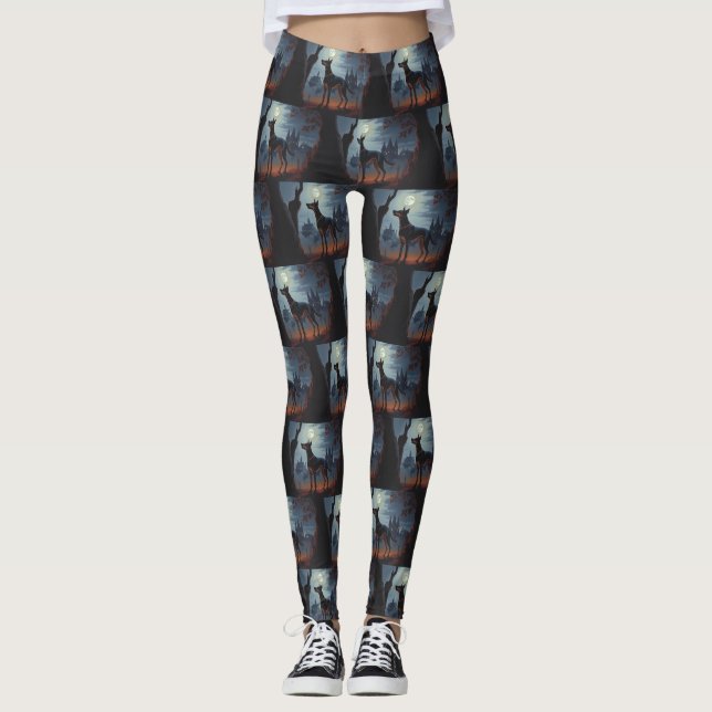 Doberman Halloween Beängstigend Leggings (Vorderseite)