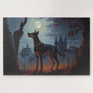 Doberman Halloween Beängstigend Puzzle
