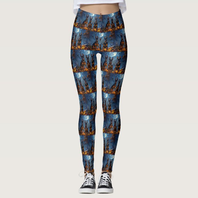 Doberman Halloween Spooky Leggings (Vorderseite)