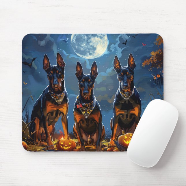Doberman Halloween Spooky Mousepad (Mit Mouse)