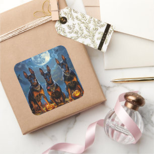 Doberman Halloween Spooky Quadratischer Aufkleber