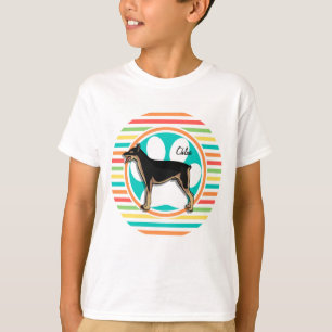 Doberman; helle Regenbogenstreifen T-Shirt
