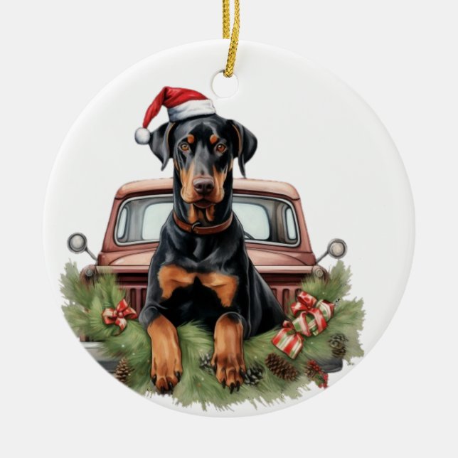 Doberman Holi Keramik Ornament (Vorne)