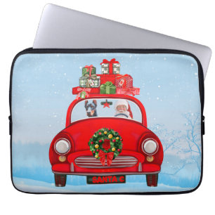 Doberman Hund in Auto mit dem Weihnachtsmann Laptopschutzhülle
