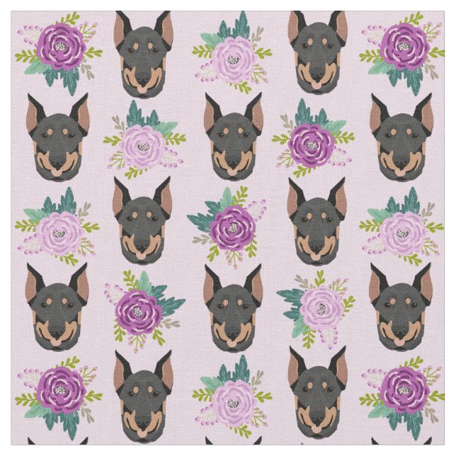 Doberman-Hunde-Lavendel Stoff (Nahaufnahme)
