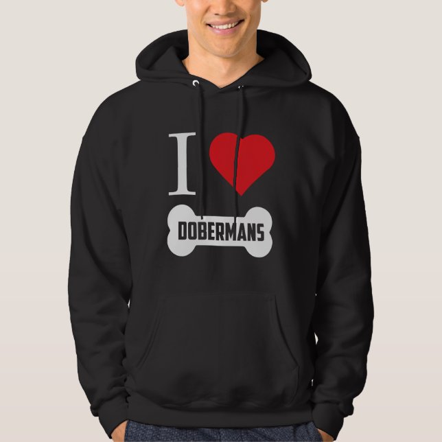 Doberman I Heart Dobermans Bone Hoodie (Vorderseite)