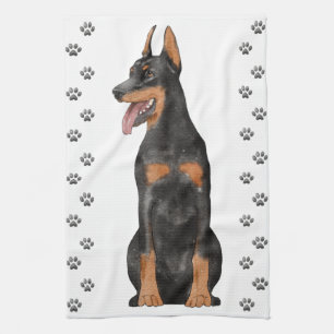 Doberman Illustration Geschirrtuch