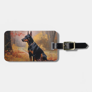 Doberman im Herbst Leaves Fall Inspiriert Gepäckanhänger