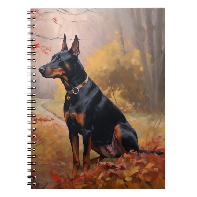 Doberman im Herbst Leaves Fall Inspiriert Notizblock (Vorderseite)