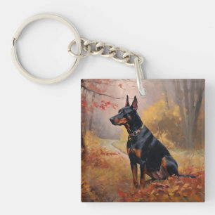 Doberman im Herbst Leaves Fall Inspiriert Schlüsselanhänger
