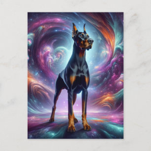 Doberman im Kosmos Postkarte