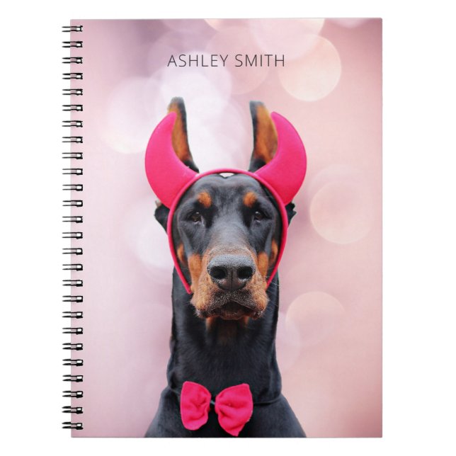 Doberman in Devil Costume Notizblock (Vorderseite)