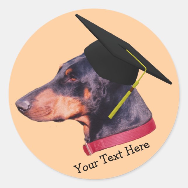 Doberman in Graduation Cap Dog Sticker (Vorderseite)