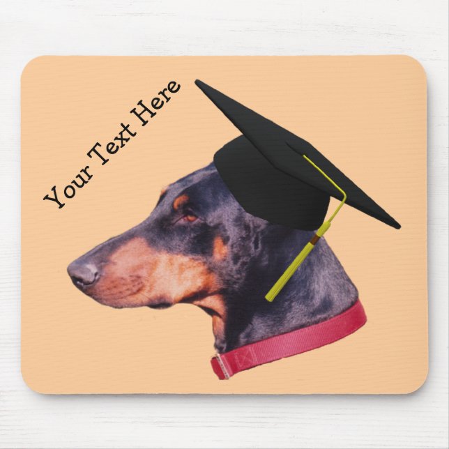 Doberman in Graduation Cap Funny Dog Mousepad (Vorne)