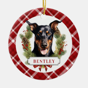 Doberman Keramik Circle Ornament