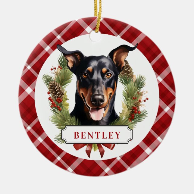 Doberman Keramik Circle Ornament (Vorne)