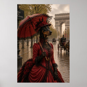 Doberman Lady auf den Champs-Élysées – Viktorianis Poster