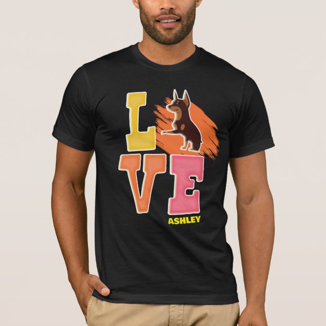 Doberman liebt niedliche Farbe T-Shirt (Vorderseite)