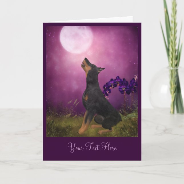 Doberman Lila Moon Fantasy Dog Art Foto-Karte Karte (Vorderseite)