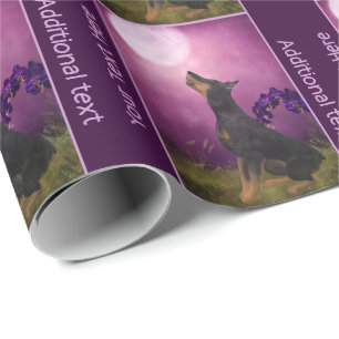 Doberman Lila Moon Fantasy Dog Art Personalisiert Geschenkpapier