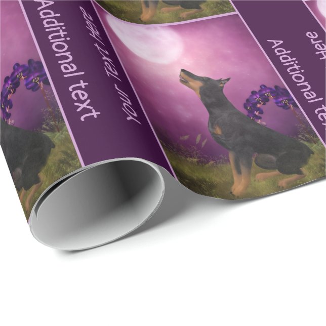 Doberman Lila Moon Fantasy Dog Art Personalisiert Geschenkpapier (Rolleneckpunkt)