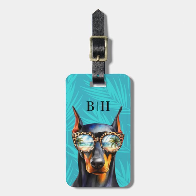 Doberman Luggage Tag Gepäckanhänger (Vorderseite vertikal)