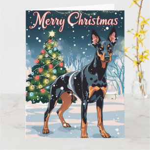 Doberman Merry Christmas Snow Karte