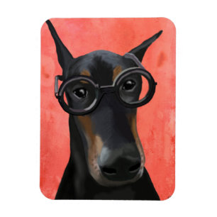 Doberman mit Brille Magnet