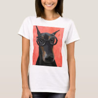 Doberman mit Brille