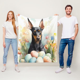 Doberman mit Ostereiern Fleecedecke