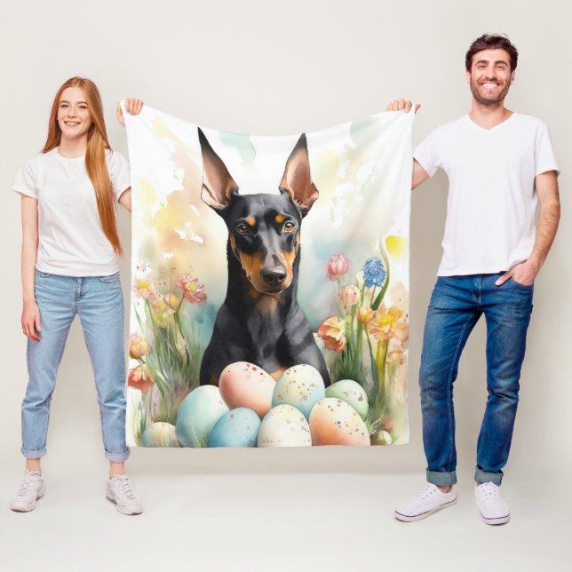 Doberman mit Ostereiern Fleecedecke (Beispiel)