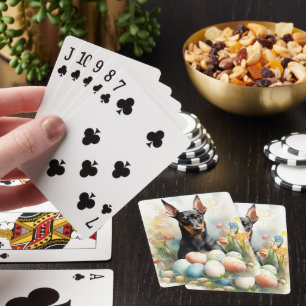 Doberman mit Ostereiern Spielkarten