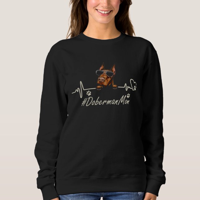 Doberman Mom Heartbeat With Dog Cool For Mothers D Sweatshirt (Vorderseite)