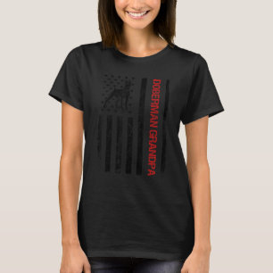 Doberman Opa amerikanische USA-Flagge lustiger Dob T-Shirt