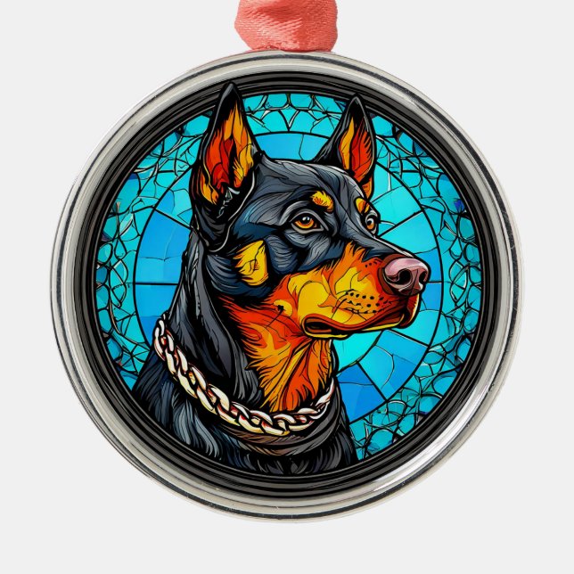 Doberman Ornament Aus Metall (Vorne)