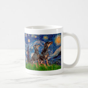 Doberman Pair - Starry Night Kaffeetasse