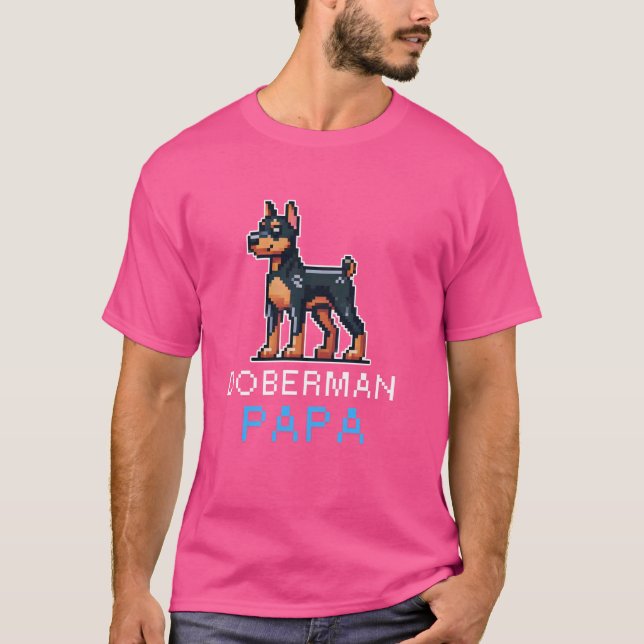 Doberman Papa Pixel Art Niedlich Dog Owner Men Pet T-Shirt (Vorderseite)