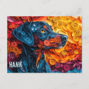 Doberman Paper Quilling Art Dog Portrait Postkarte